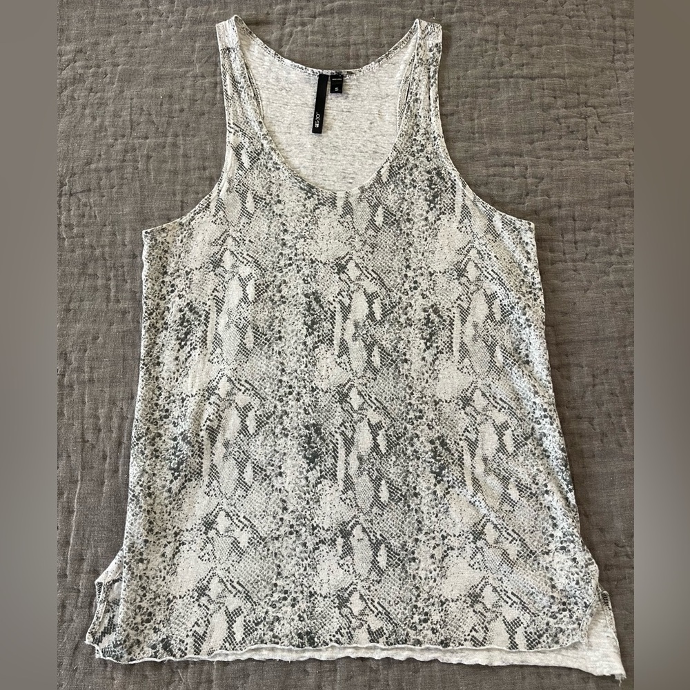 Joe's Jeans 100% Linen White Black Gray Snakeskin Print Racerback Tank Top Small